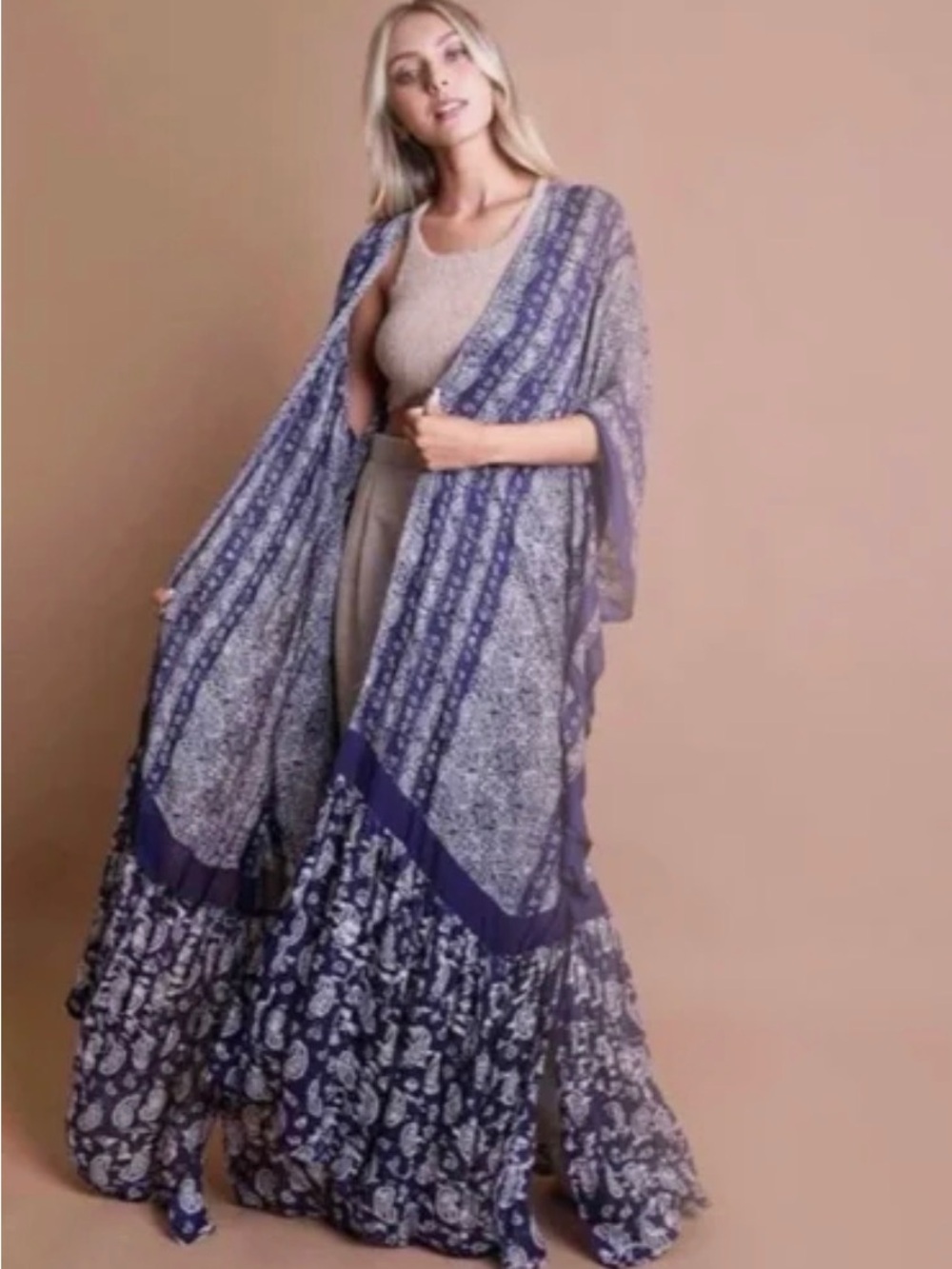 Three Bird Nest Paisley Duster Kimono -  - OS - Picture 3 of 5